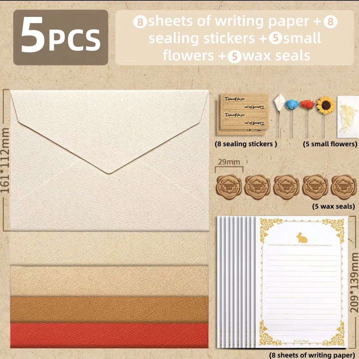 Letter Envelope Kraft - Set Amplop Bertekstur Linen untuk Surat,