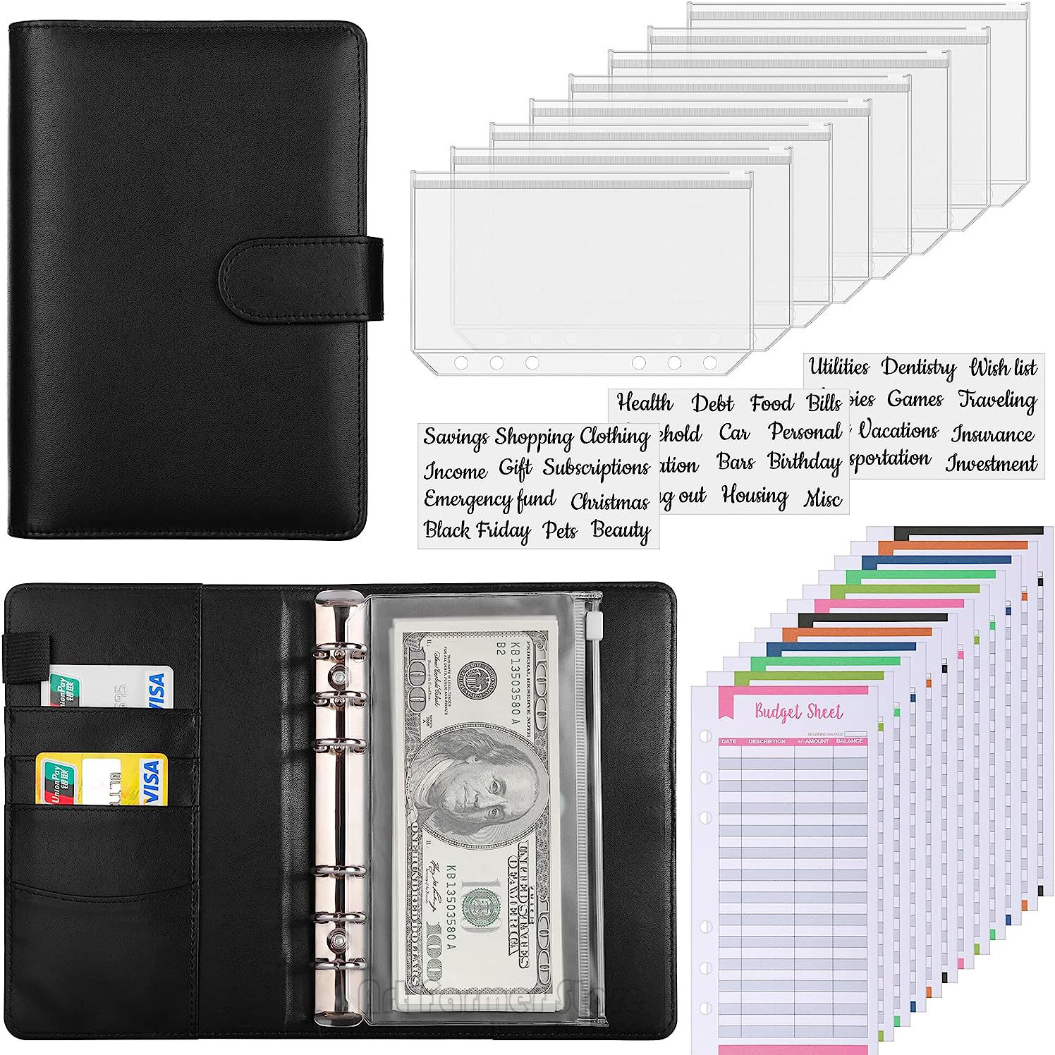 Planner Weekly Budget - A6 map Laptop kulit PU, Binder