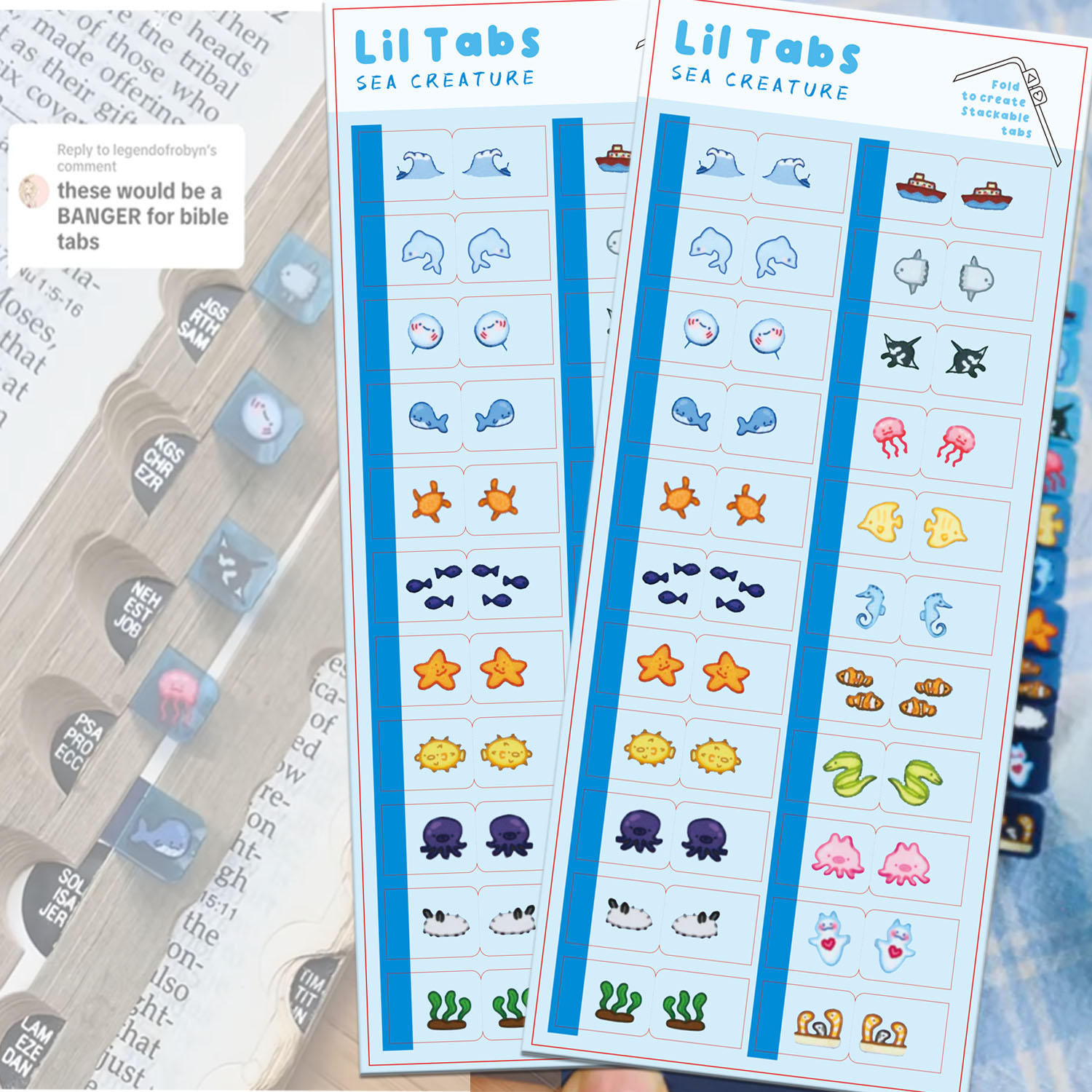 Index Tab Divider - Tab Stiker Tab Lil Makhluk Laut,